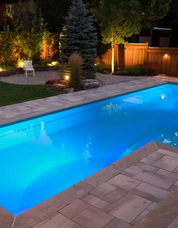 Wide angle view of custom pool